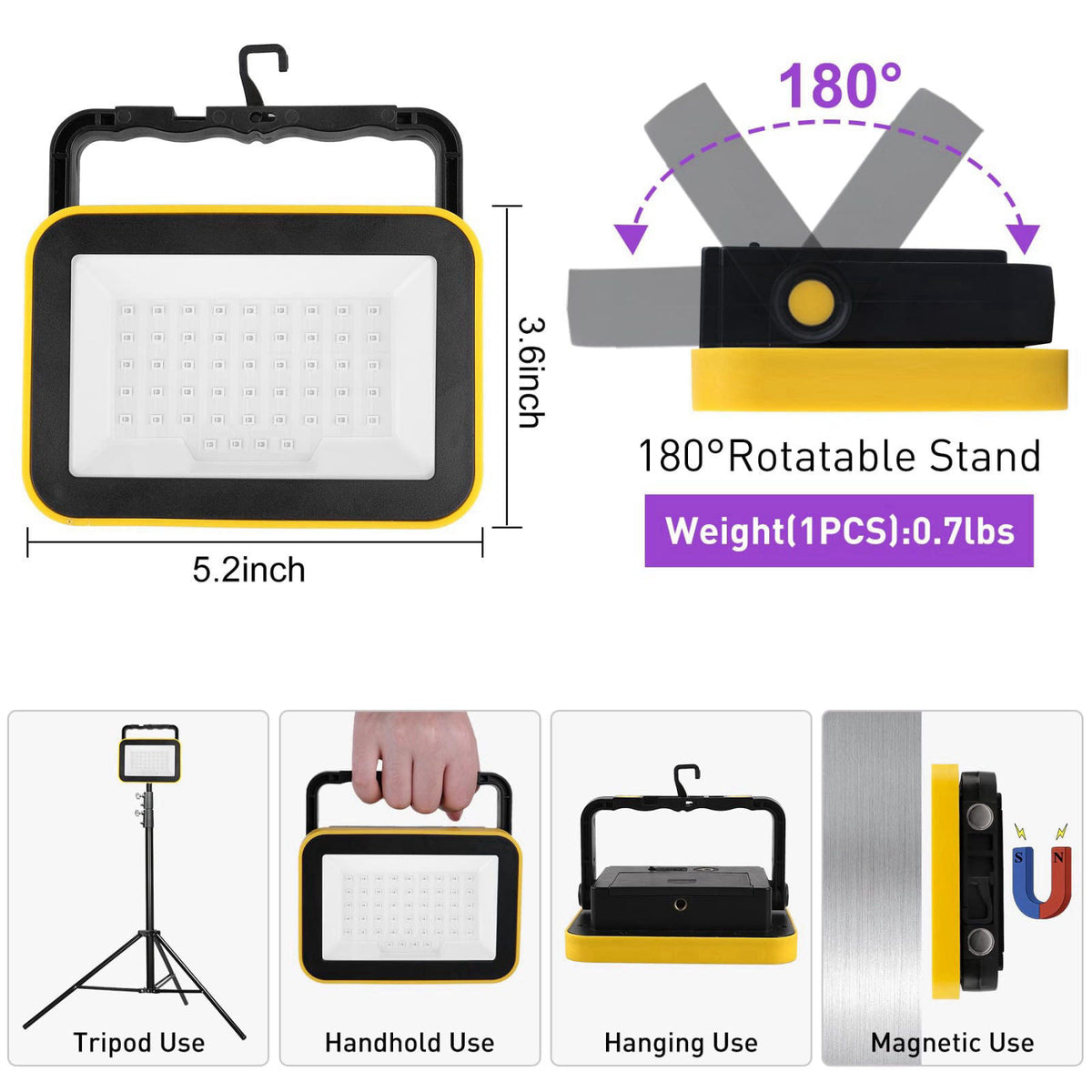 CREPOW Rechargeable LED Black Light, Battery Powered Portable Blacklight, 400nm LED Flood Light Black Lights, Neon Glow 