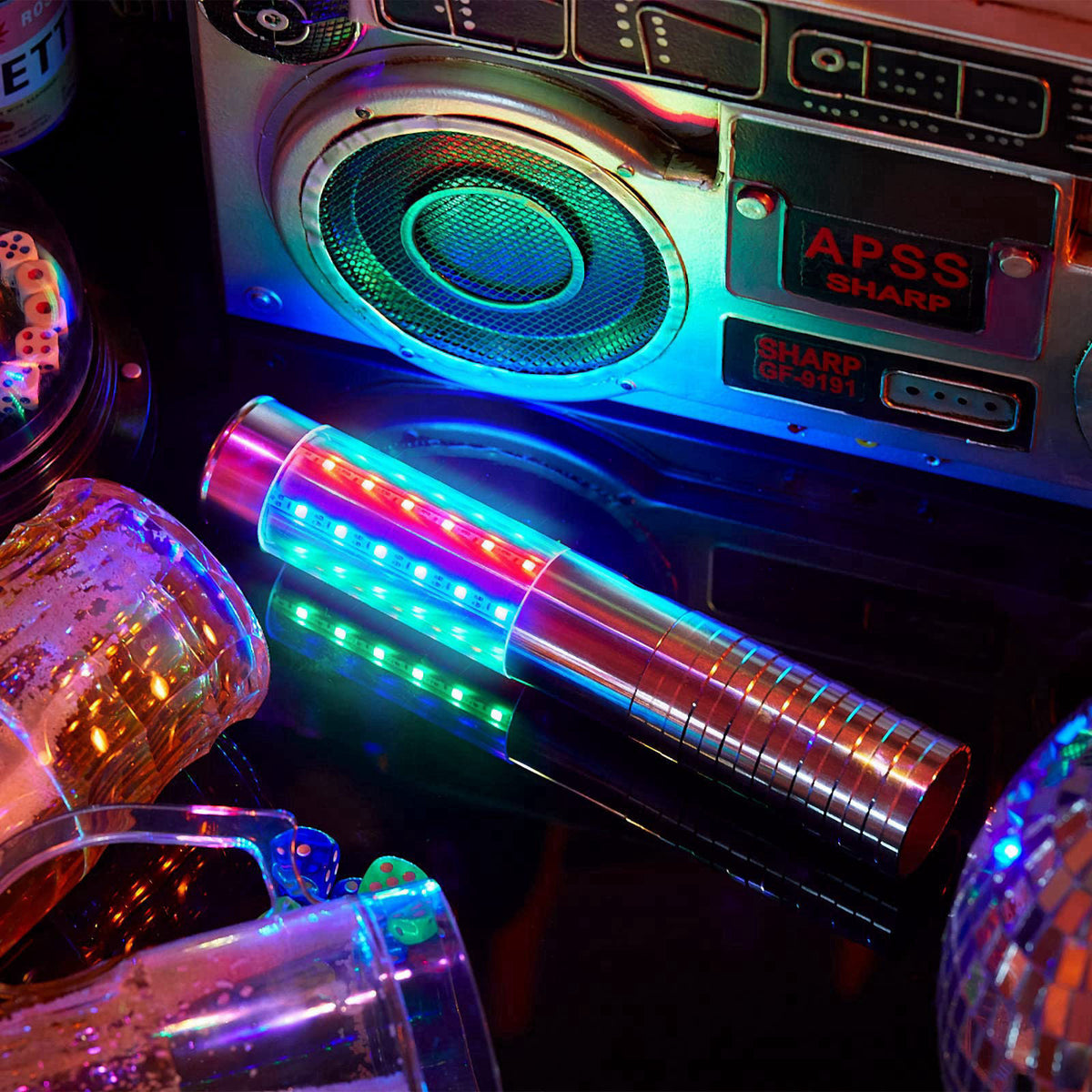Civaner 2 Pcs LED Bottle Service Lights Nightclubs, Silver,Colorful Light – close-up detail in Silver,Colorful Light