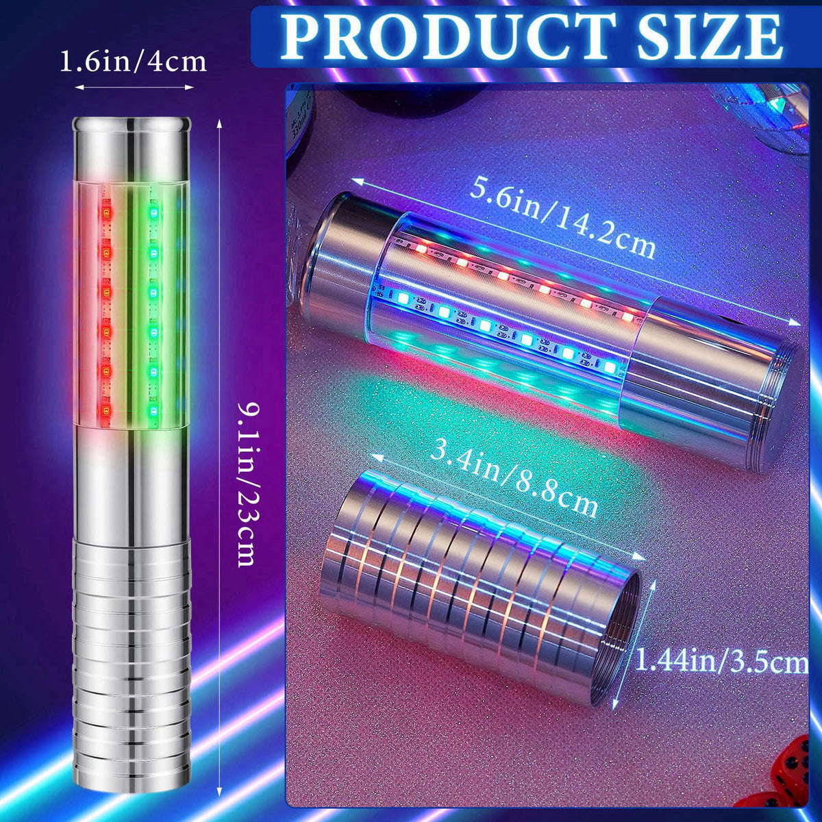 Civaner 2 Pcs LED Bottle Service Lights Nightclubs, Silver,Colorful Light – full view