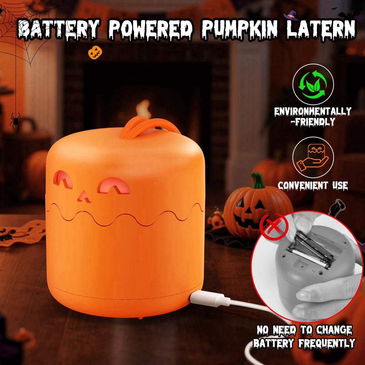 Yunaking Rechargeable Halloween Pumpkin Lantern Light Collapsible Jack O Lantern – packaging and label
