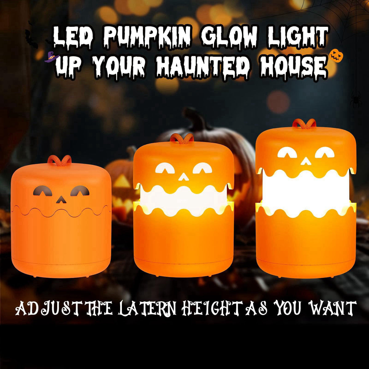 Yunaking Rechargeable Halloween Pumpkin Lantern Light Collapsible Jack O Lantern – alternate angle