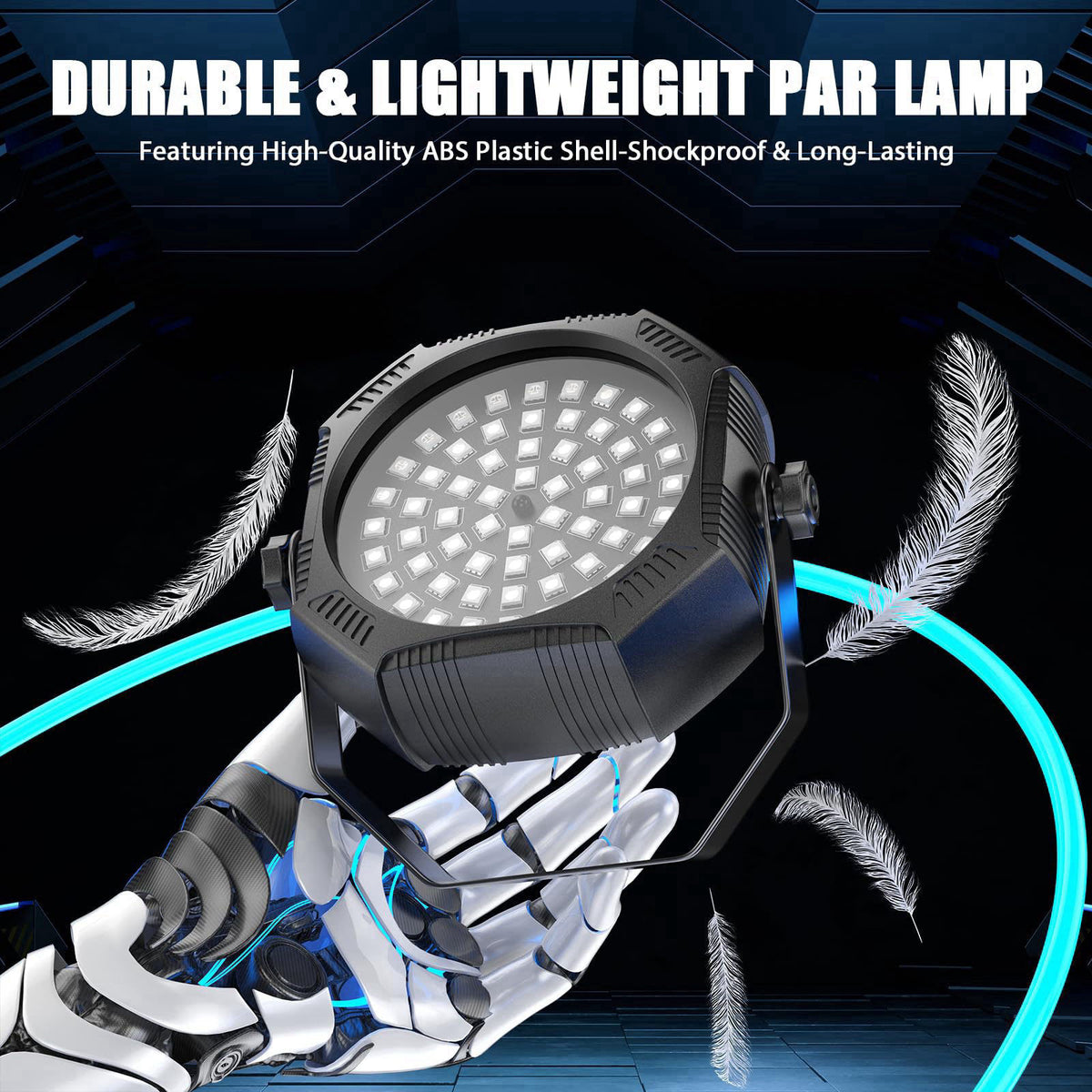 Kiinsehtoq Battery Powered Stage Lights, Rechargeable Strobe Lights USB Powered Auto Sound Activated Control, 30W RGB LE