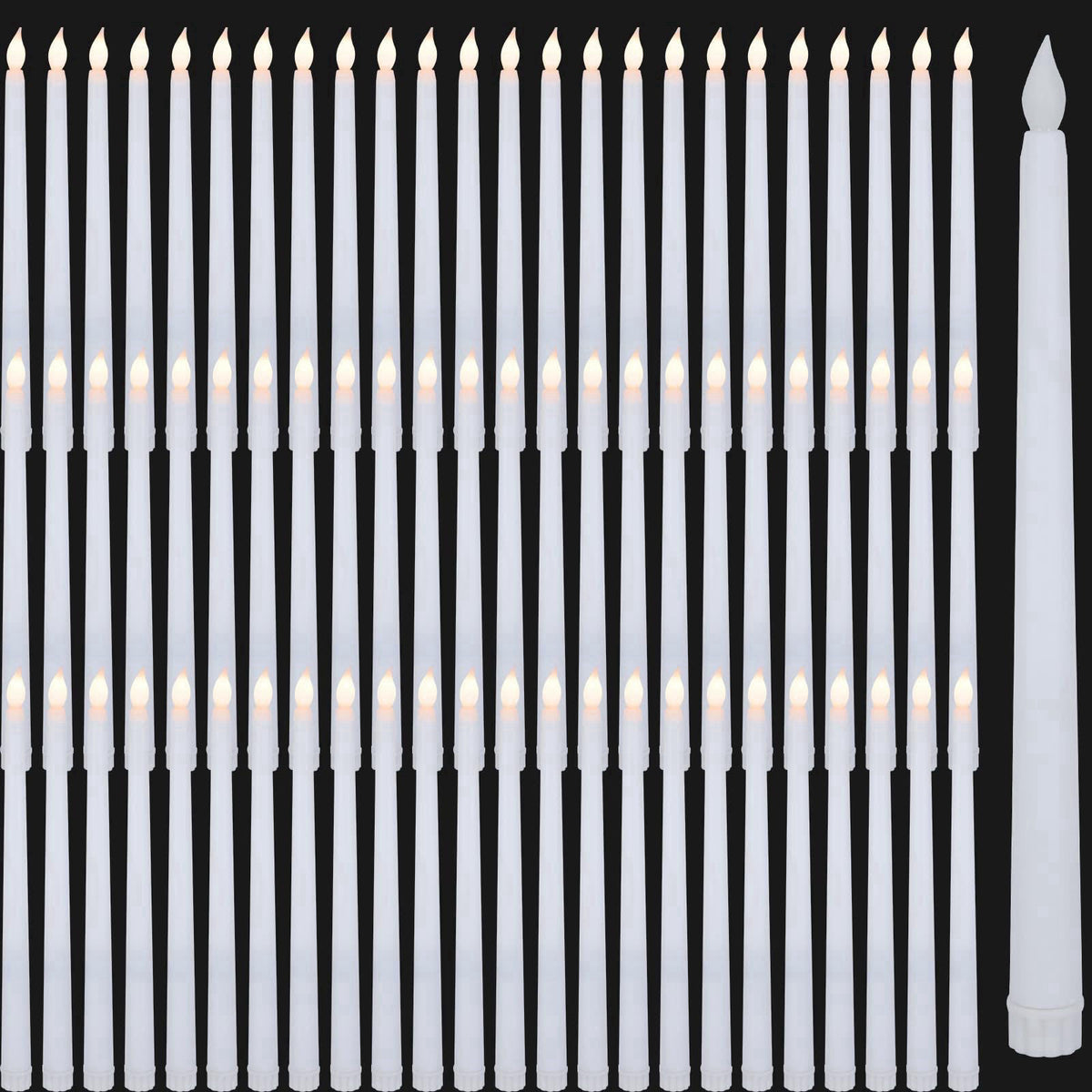 Yiizy 72 Pcs Flameless LED Taper Candles Battery Operated Candles Bulk 11 Inch Flickering Fake Candlesticks for Christma