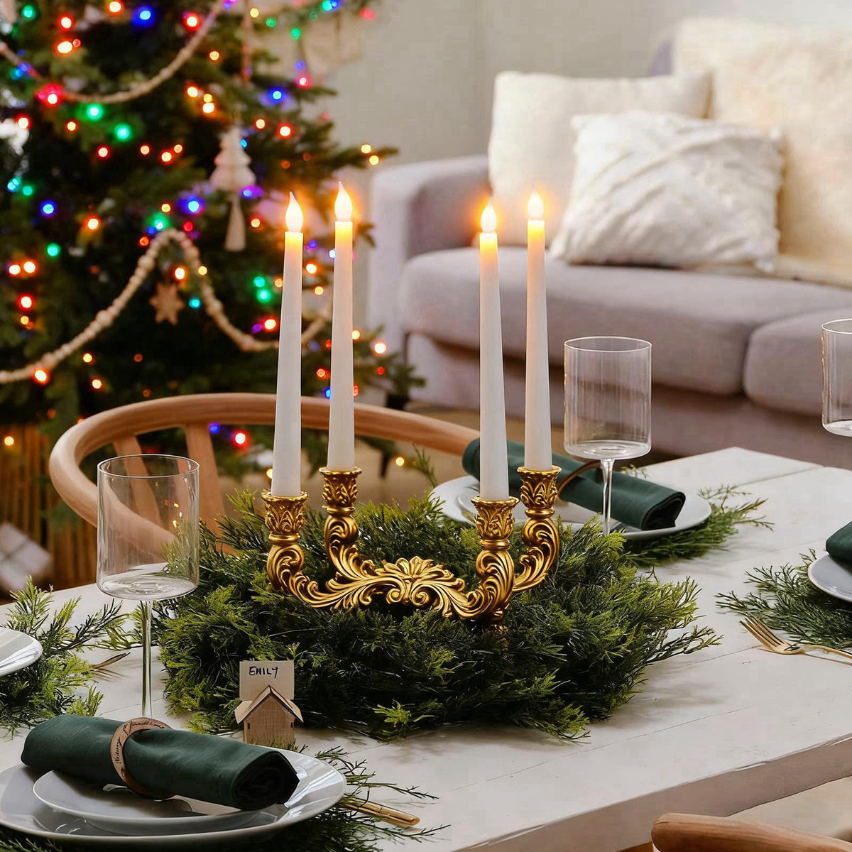 Yiizy 72 Pcs Flameless LED Taper Candles Battery Operated Candles Bulk 11 Inch Flickering Fake Candlesticks for Christma