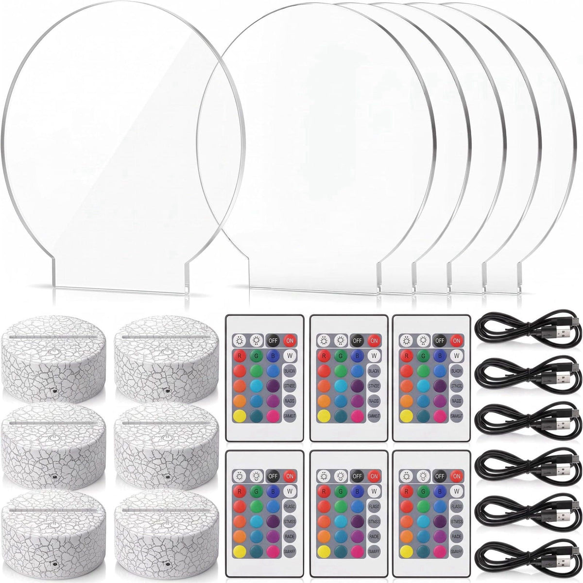 Honoson 6 Sets Acrylic LED Light Kit Lamp Base Remote, Square – alternate angle
