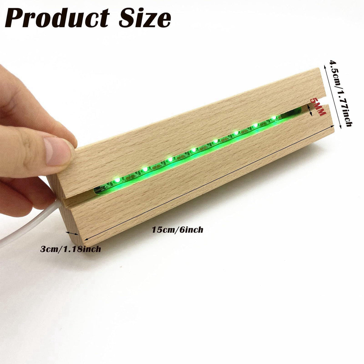 Lyshujli 4Pcs Rectangle Wood LED Light Stand Display Base for Plexiglass Acrylic – full view