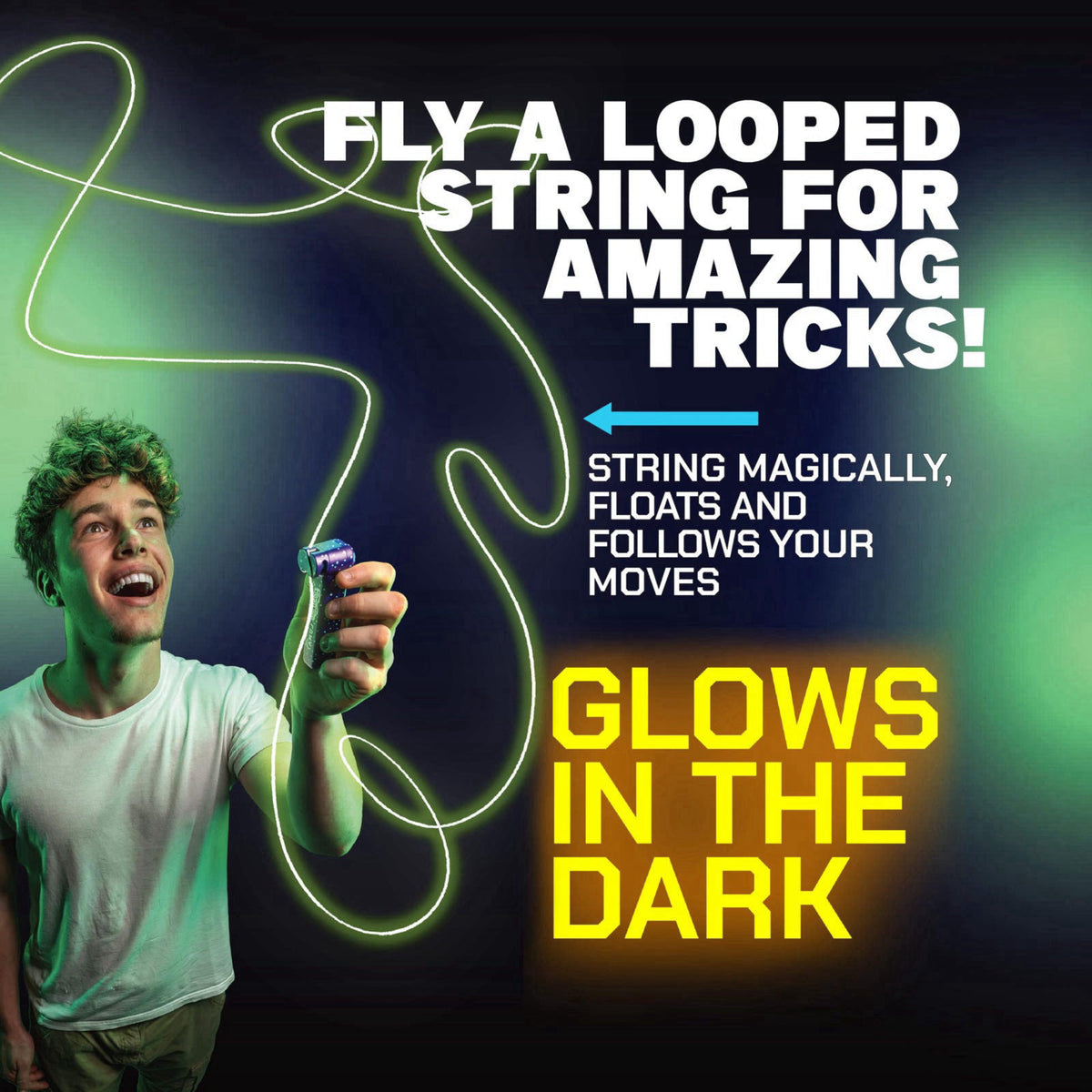ZipString Luma Glow-in-The-Dark String Toy – close-up detail