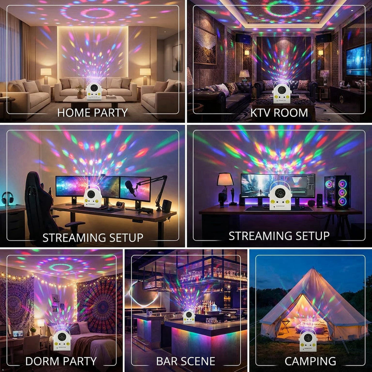 Yiixuyo Disco Ball Party Lights, DJ Party Stage Light – back view and specifications