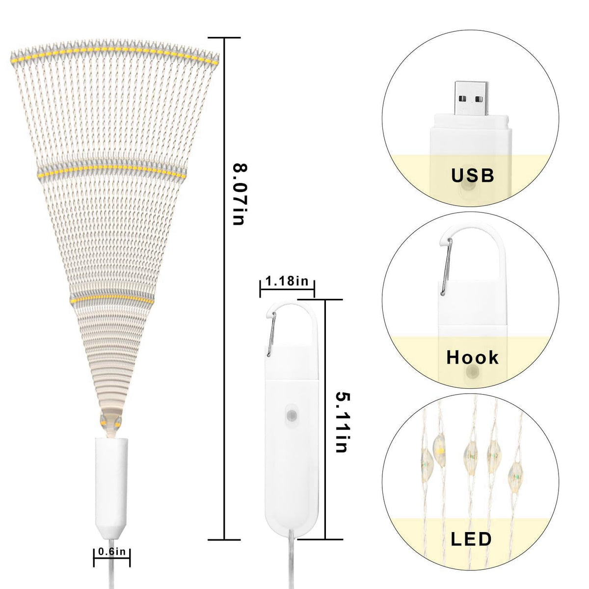 ACALEPH 120LED Firework Lights Rechargeable,Hanging Likes Star Fairy String Light 8 Modes,Waterproof Warm Light with Rem