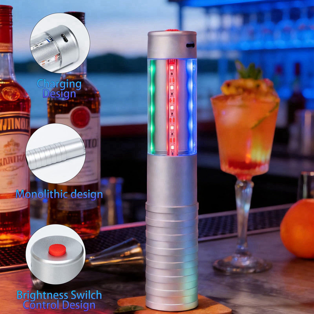 KEPARTYCAI 2 Pcs Upgrade Bottle Service Lights LED Strobe Baton Bottle Girl Lights Rechargeable Handheld Flashing Club S