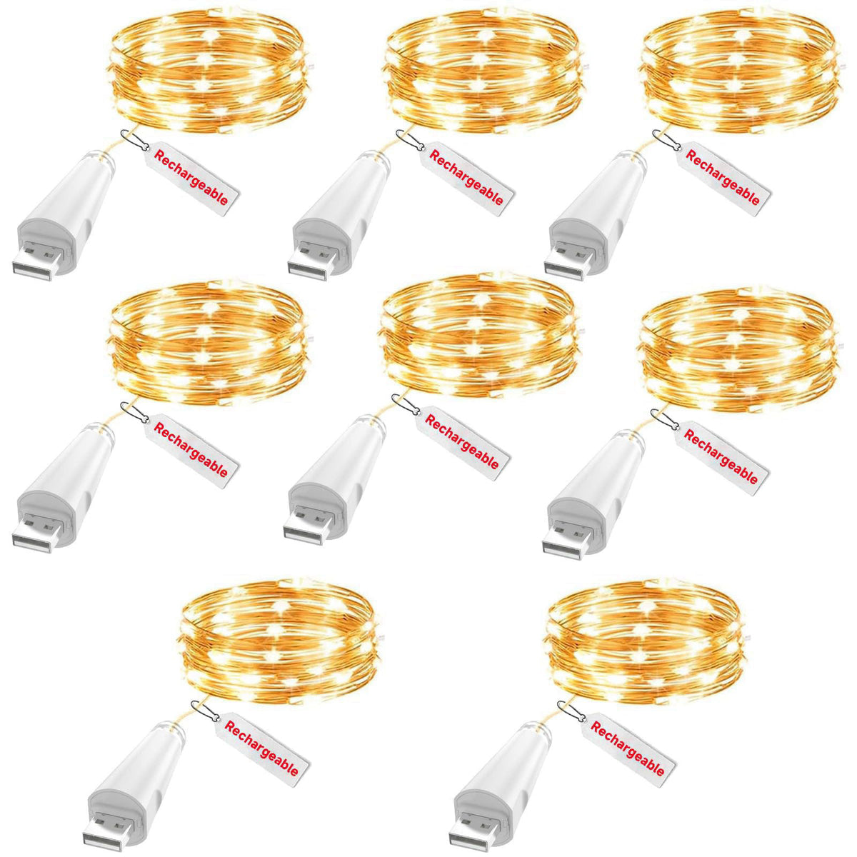 OUSMIN Rechargeable Fairy Lights - 7ft 20 LED String Lights, USB Rechargeable Battery Operated Twinkle Light for Mason J