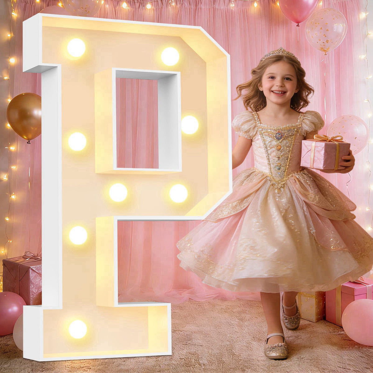 Pooqla 3FT Marquee Light Up Letters, LED Letters Big Mosaic Marquee Letters 3 Feet Tall, Giant Letter Sign for Balloons 