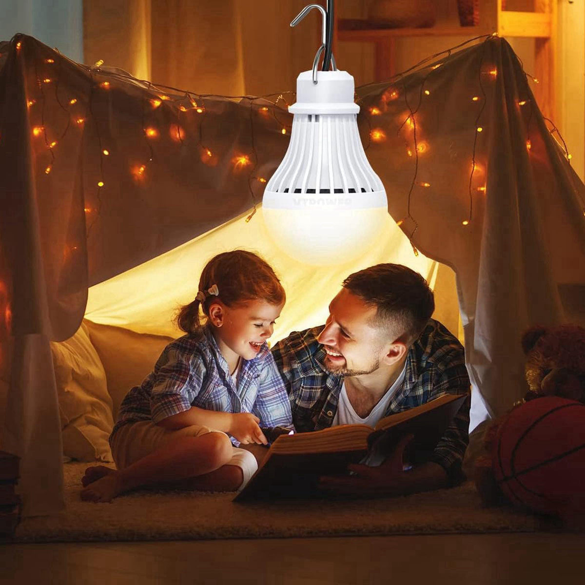 VASTPOWER 4 Pack USB Light Bulb, USB LED Camping Light Lantern, 8.2 ft Extra Length Cord Tent Light with USB Y-Cable, Po