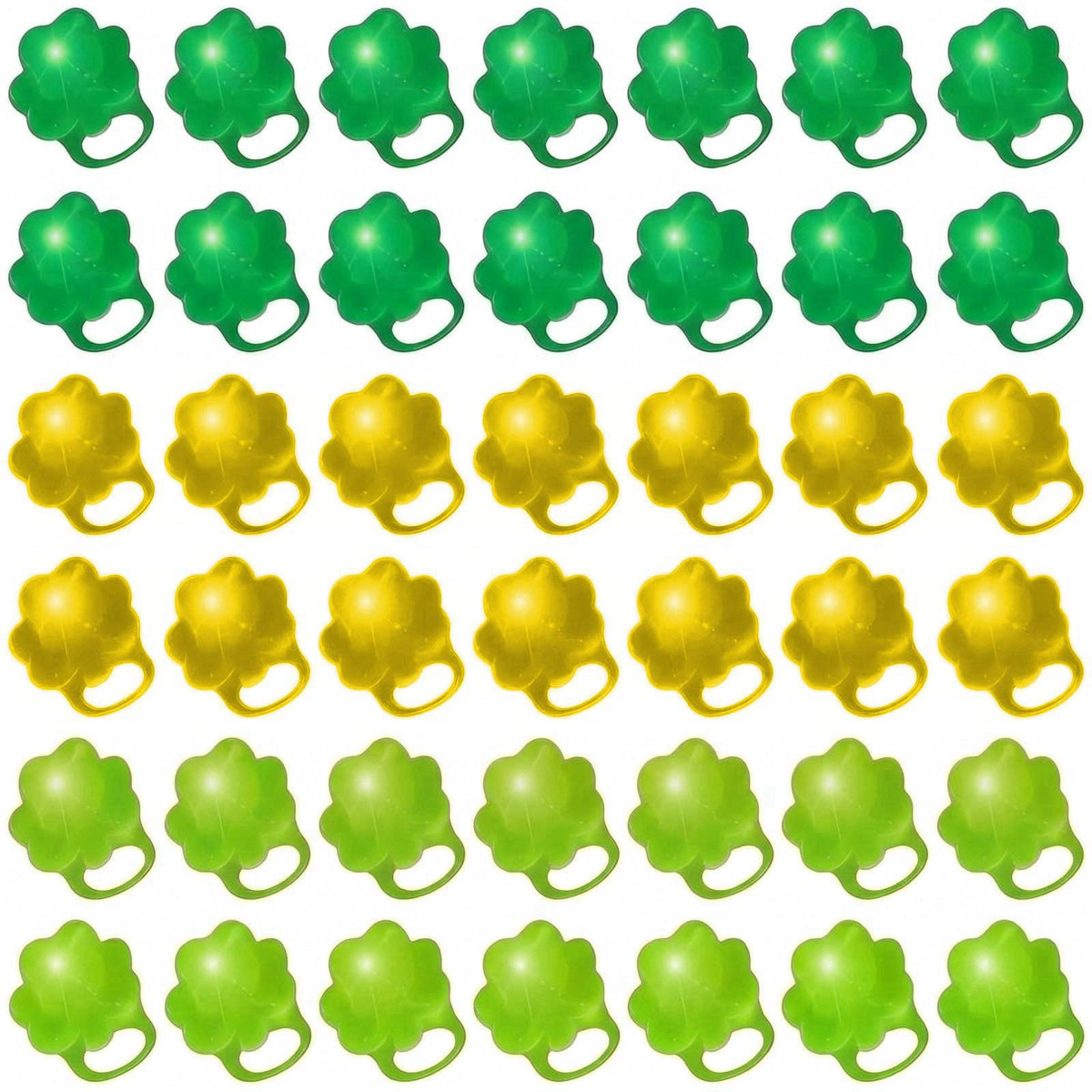 Vinsot 36 Pack St. Patrick's Day Shamrocks Clover Lucky LED Light up Ring Toy Party Favors Rings Glow in the Dark for Ki