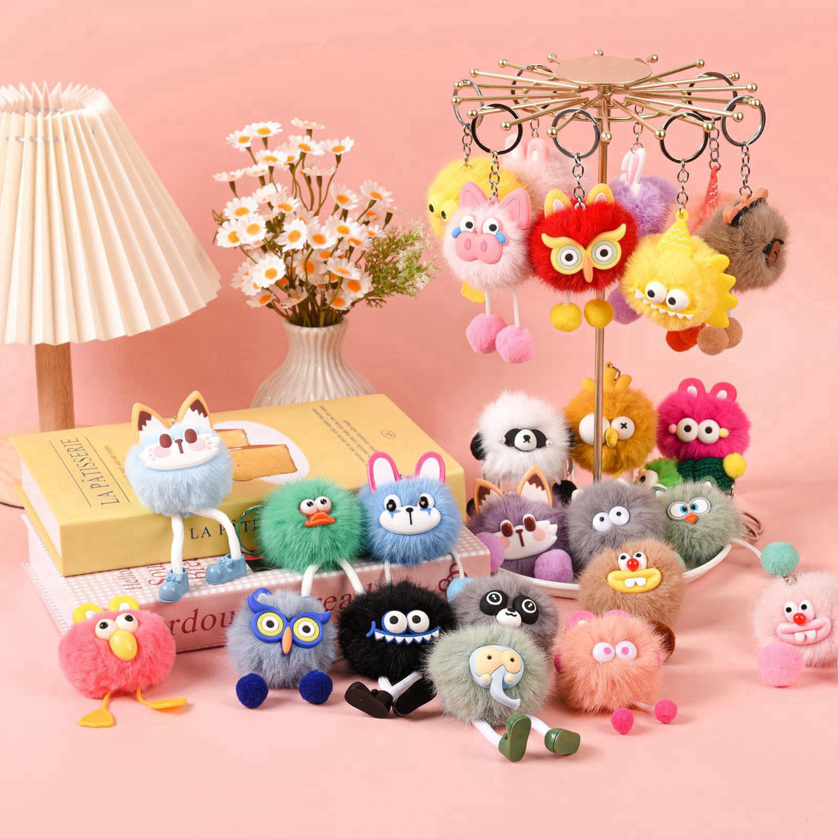 LiYiQ 30 Pcs Cute Plush Keychains Kawaii Keychain Bulk for Birthday Goodie Bags Pinata Toys Classroom Prizes Party Favor
