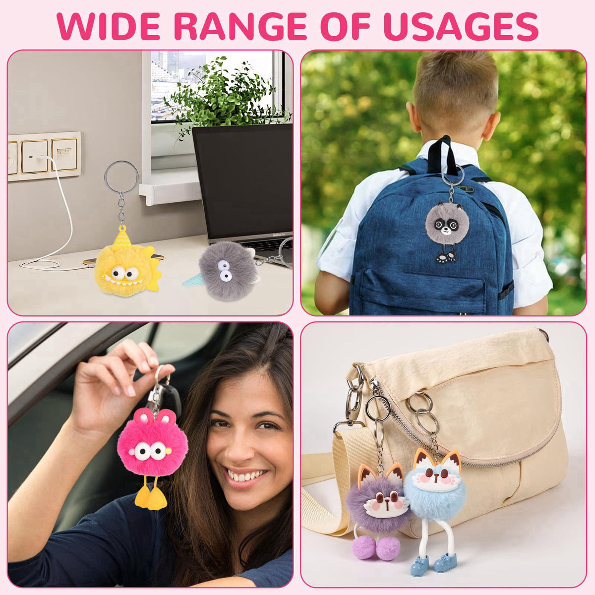 LiYiQ 30 Pcs Cute Plush Keychains Kawaii Keychain Bulk for Birthday Goodie Bags Pinata Toys Classroom Prizes Party Favor