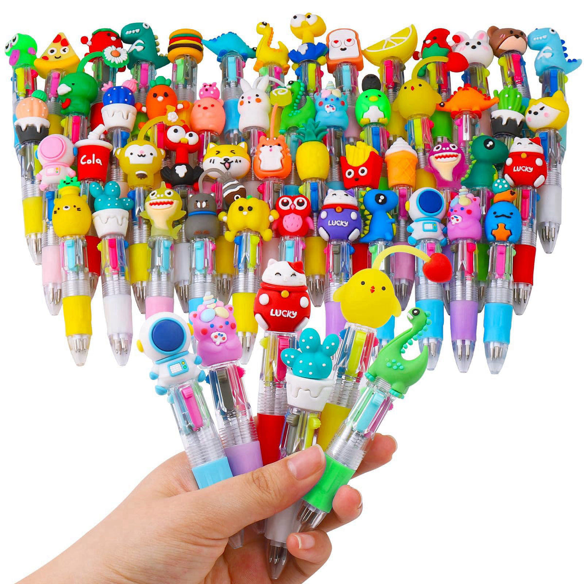 CZWZ 50Pcs Mini Multicolor Pens in One 4-in-1 Cute Pens Bulk for Kids, Ballpoint Pen for Birthdays and Children's Partie