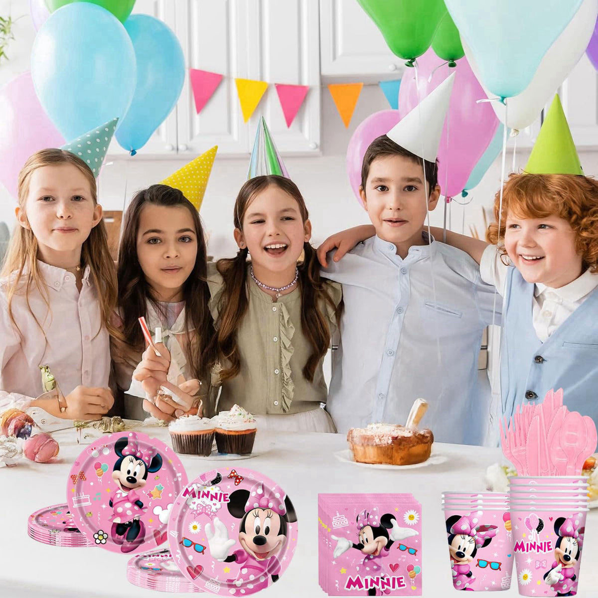 Trifoot Cartoon Birthday Party Tableware Set – Including 9″ and 7″ Paper Plates, Paper Cup, Napkins, Cup, Fork, Knife, S