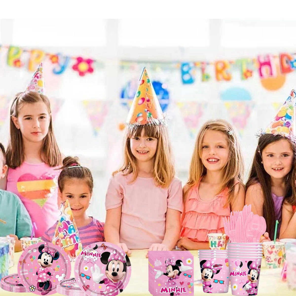 Trifoot Cartoon Birthday Party Tableware Set – Including 9″ and 7″ Paper Plates, Paper Cup, Napkins, Cup, Fork, Knife, S