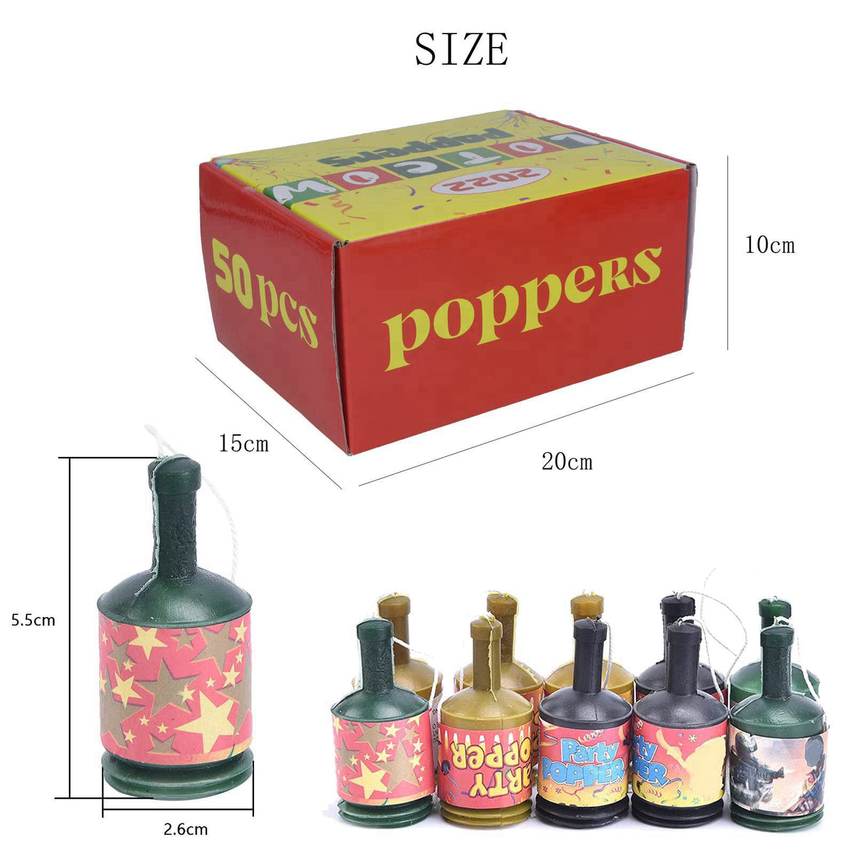 kekafu 50Pcs Mini Confetti Party Poppers for Wedding, Birthday, Graduation, Baby Shower - Safe Kids' Fun Party Supplies,