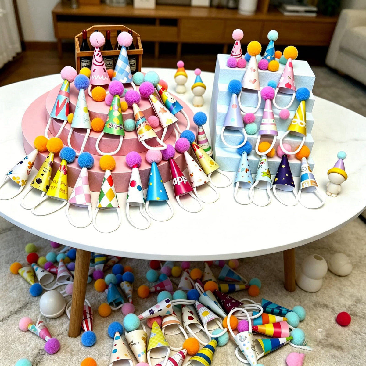 50 Pcs Mini Birthday Hats, Small Party Hats for Stuffed Animals, Party Hats for Stuffed Animals, Mini Birthday Hats for 