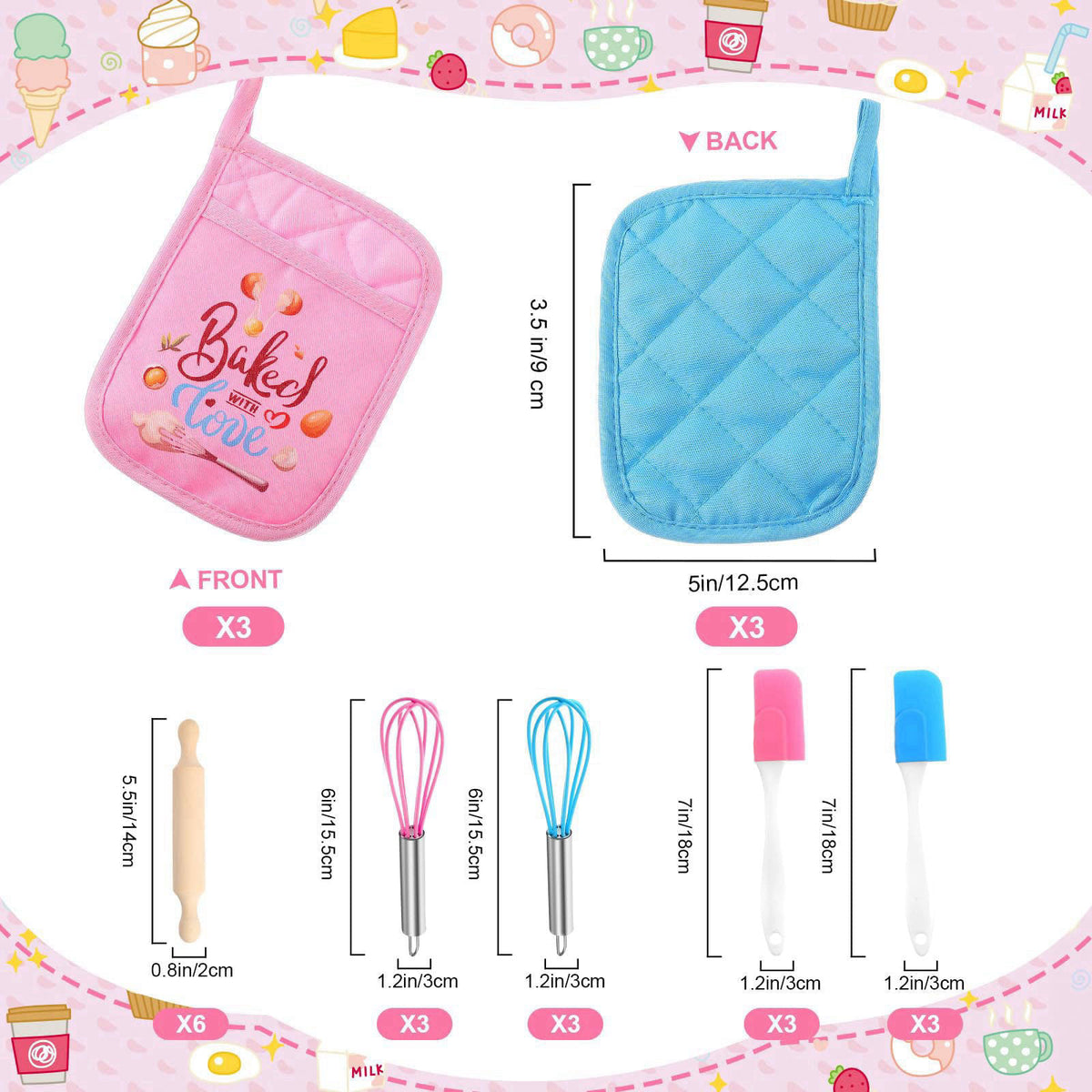 RoundFunny 24 Pcs Cooking Party Favor for Kid, Mini Baking Supplies, Small – packaging and label