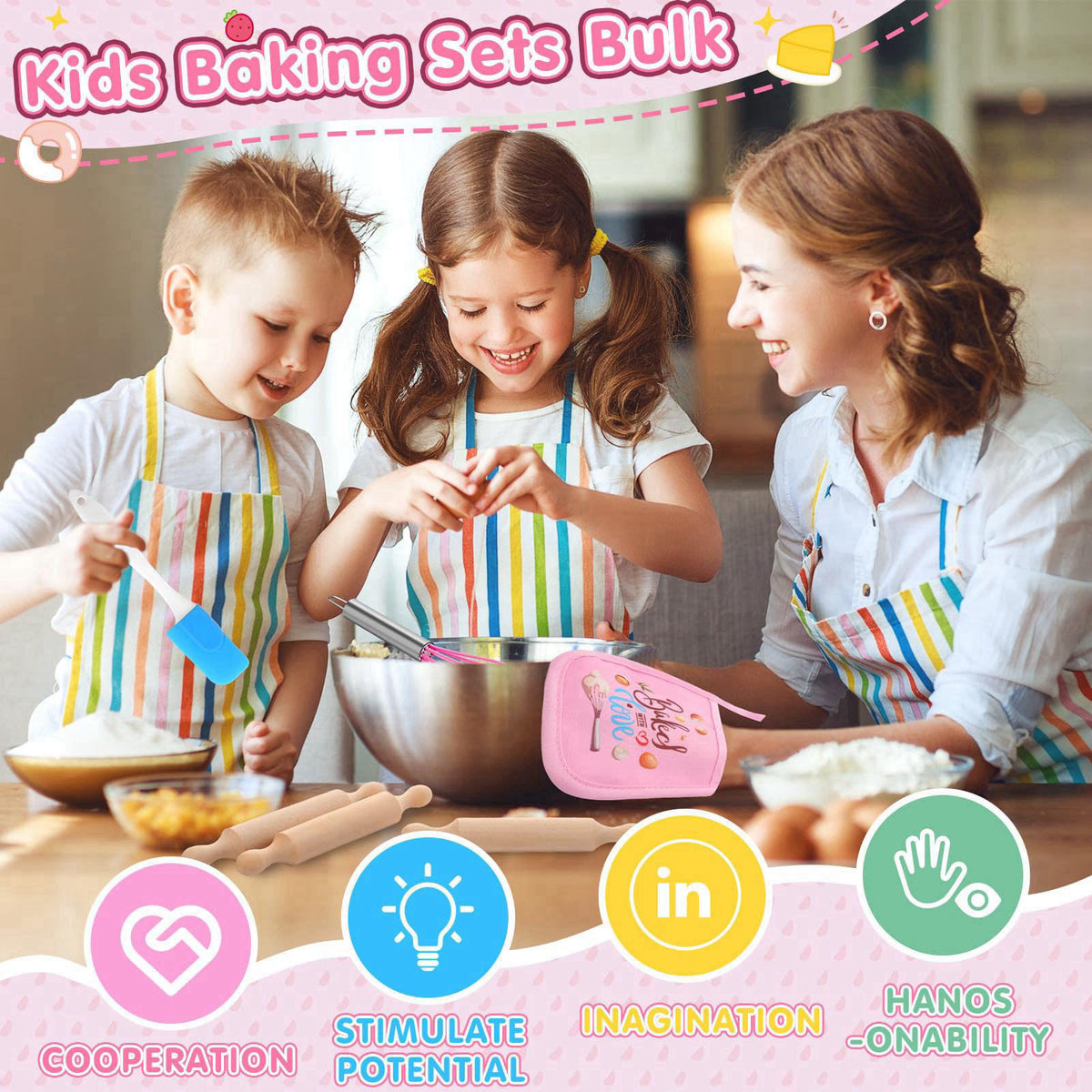 RoundFunny 24 Pcs Cooking Party Favor for Kid, Mini Baking Supplies, Small – full view