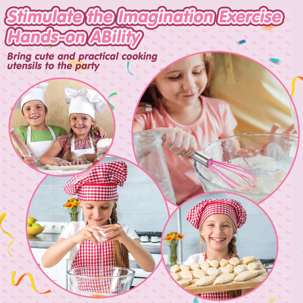 RoundFunny 24 Pcs Cooking Party Favor for Kid, Mini Baking Supplies, Small – back view and specifications