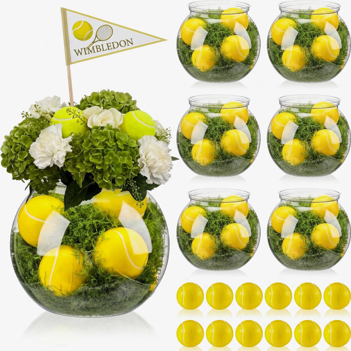 Ferrochef 6 Set Tennis Centerpieces for Table Bulk Mini Tennis Senior Night Decor – product photo (Centerpieces)