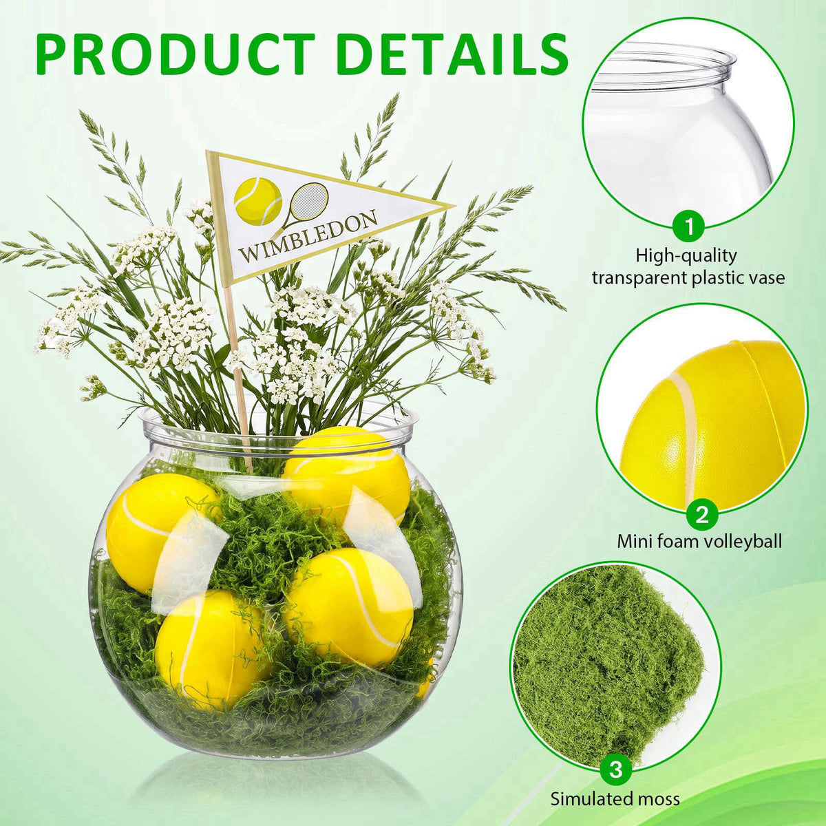 Ferrochef 6 Set Tennis Centerpieces for Table Bulk Mini Tennis Senior Night Decor – packaging and label