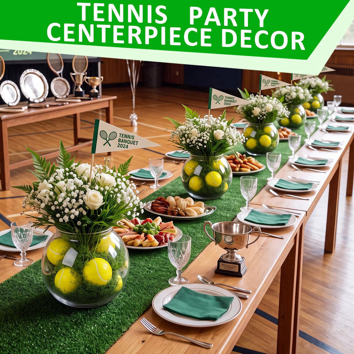Ferrochef 6 Set Tennis Centerpieces for Table Bulk Mini Tennis Senior Night Decor – full view