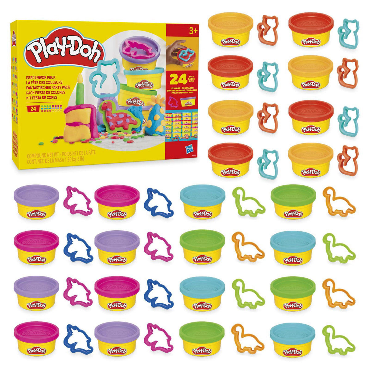 Play-Doh Party Favor Pack, Bulk 24 Pack of Modeling Compound with Cutters, Classroom Supplies for Arts & Crafts, Birthda