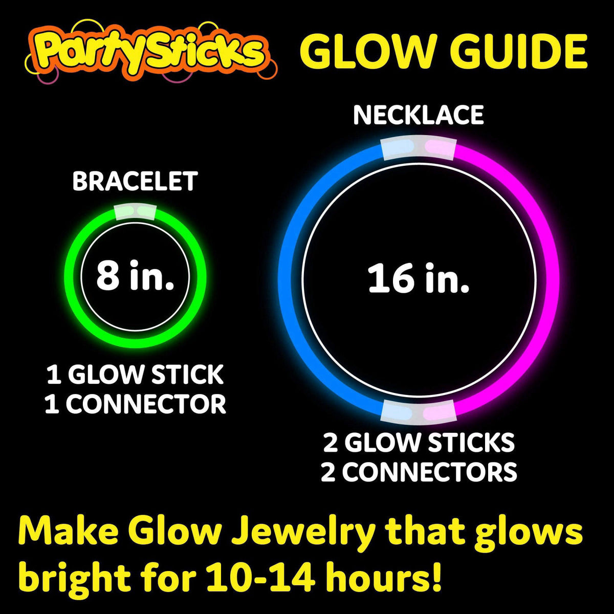 PartySticks Ultra Bright Glow Sticks Bulk Party Supplies 400 Pack - 8" Glow in the Dark Light Up Halloween Party Fav