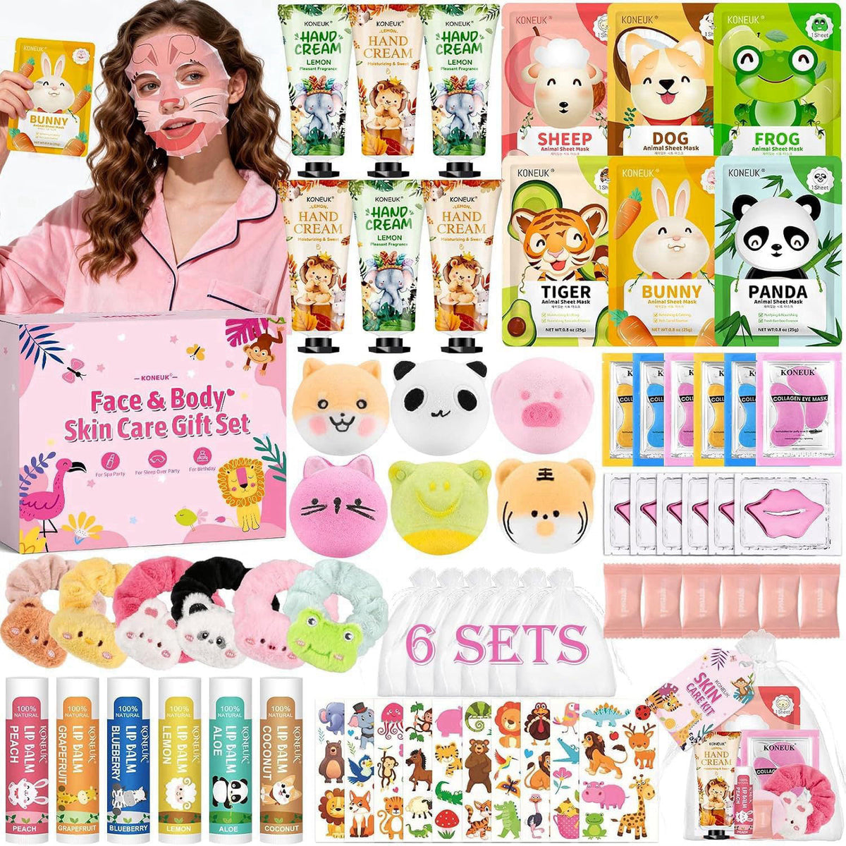 KONEUK 70PCS Animal Spa Party Supplies for Girls, Spa Party Favors Kit – product photo (Masks)