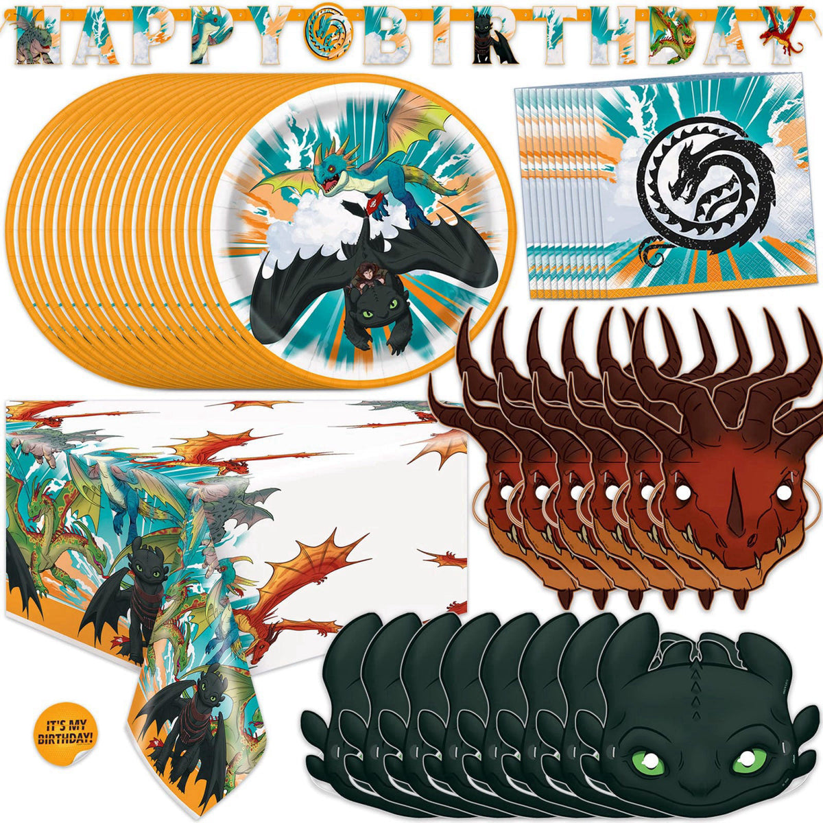Unique How to Train Your Dragon Party Supplies with Banner, Mask Party Favors – product photo (Party Packs)