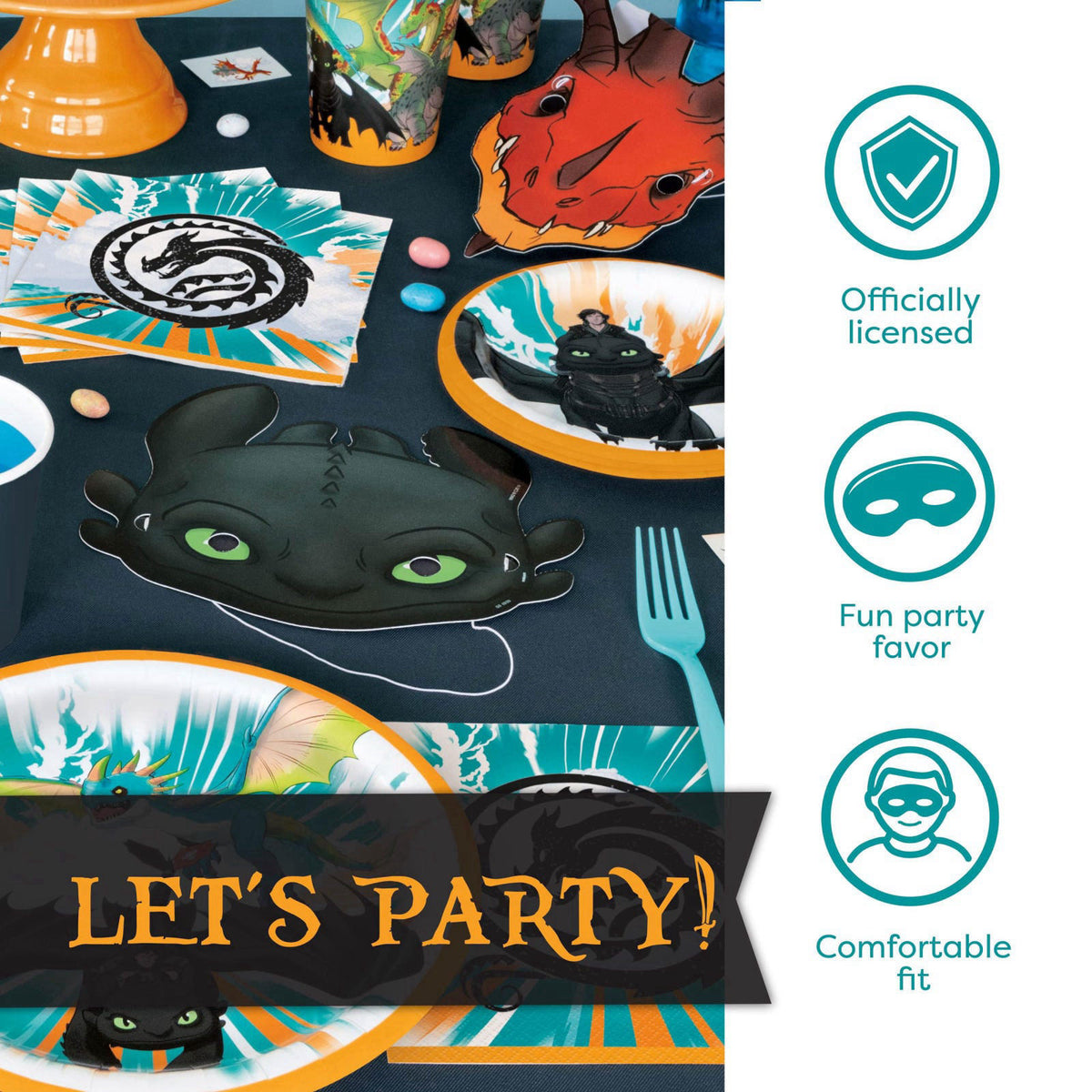 Unique How to Train Your Dragon Party Supplies with Banner, Mask Party Favors – alternate angle