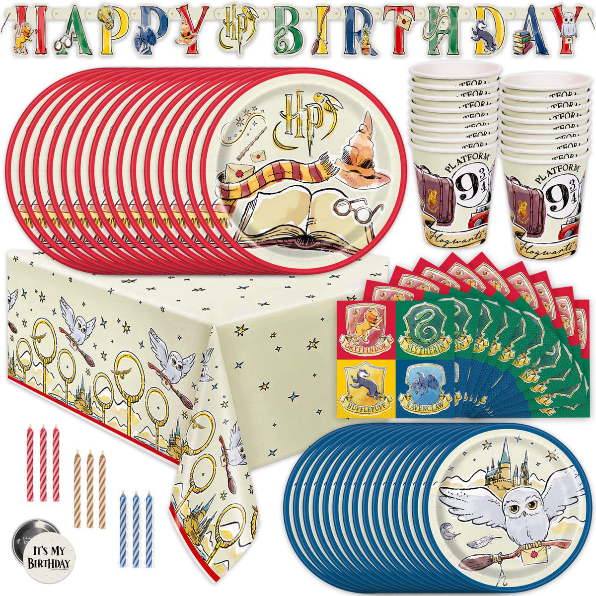 Unique Harry Potter Birthday Decorations for Party with Banner, Tablecloth – product photo (Party Packs)