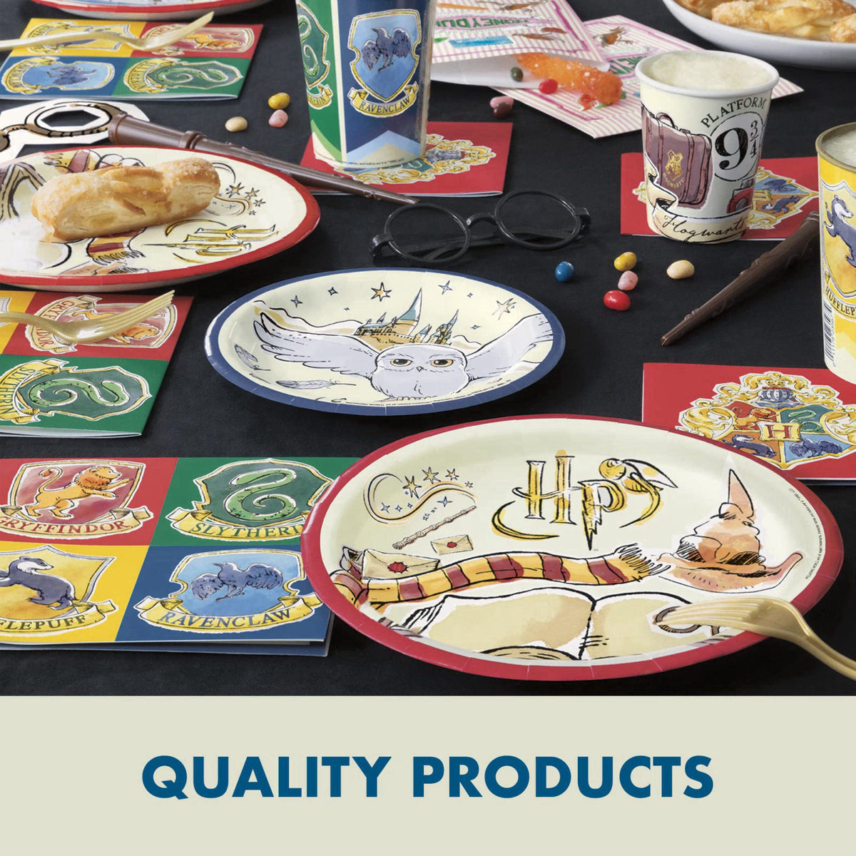 Unique Harry Potter Birthday Decorations for Party with Banner, Tablecloth – back view and specifications