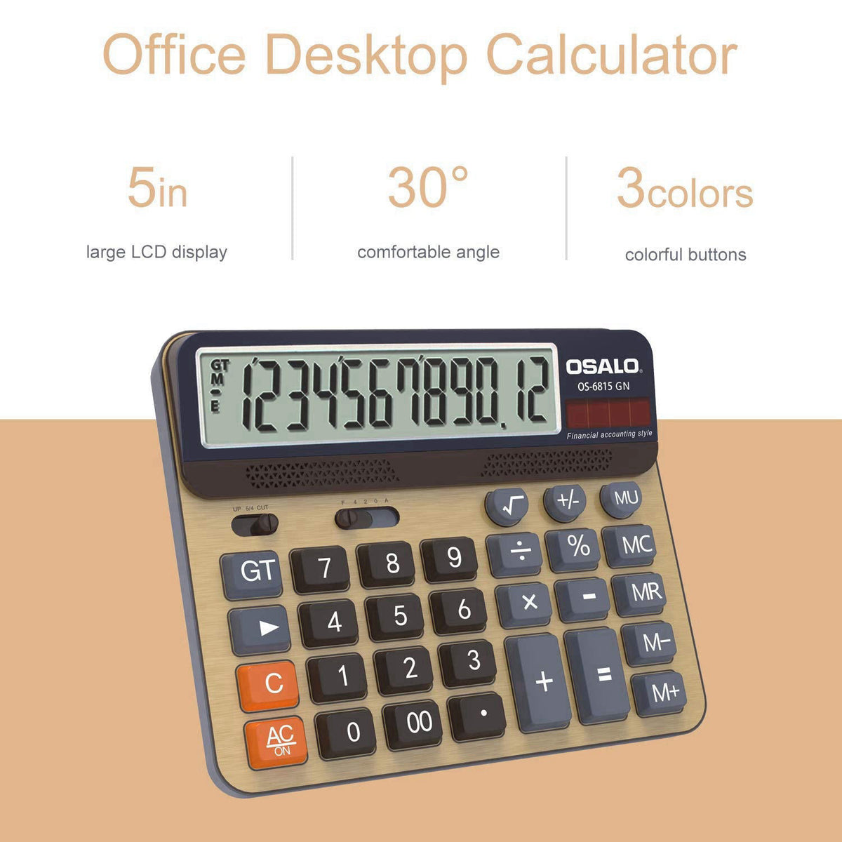 pendancy Desktop Calculator Extra Large 5-Inch LCD Display 12-Digit Big Number Accounting Calculator with Giant Response