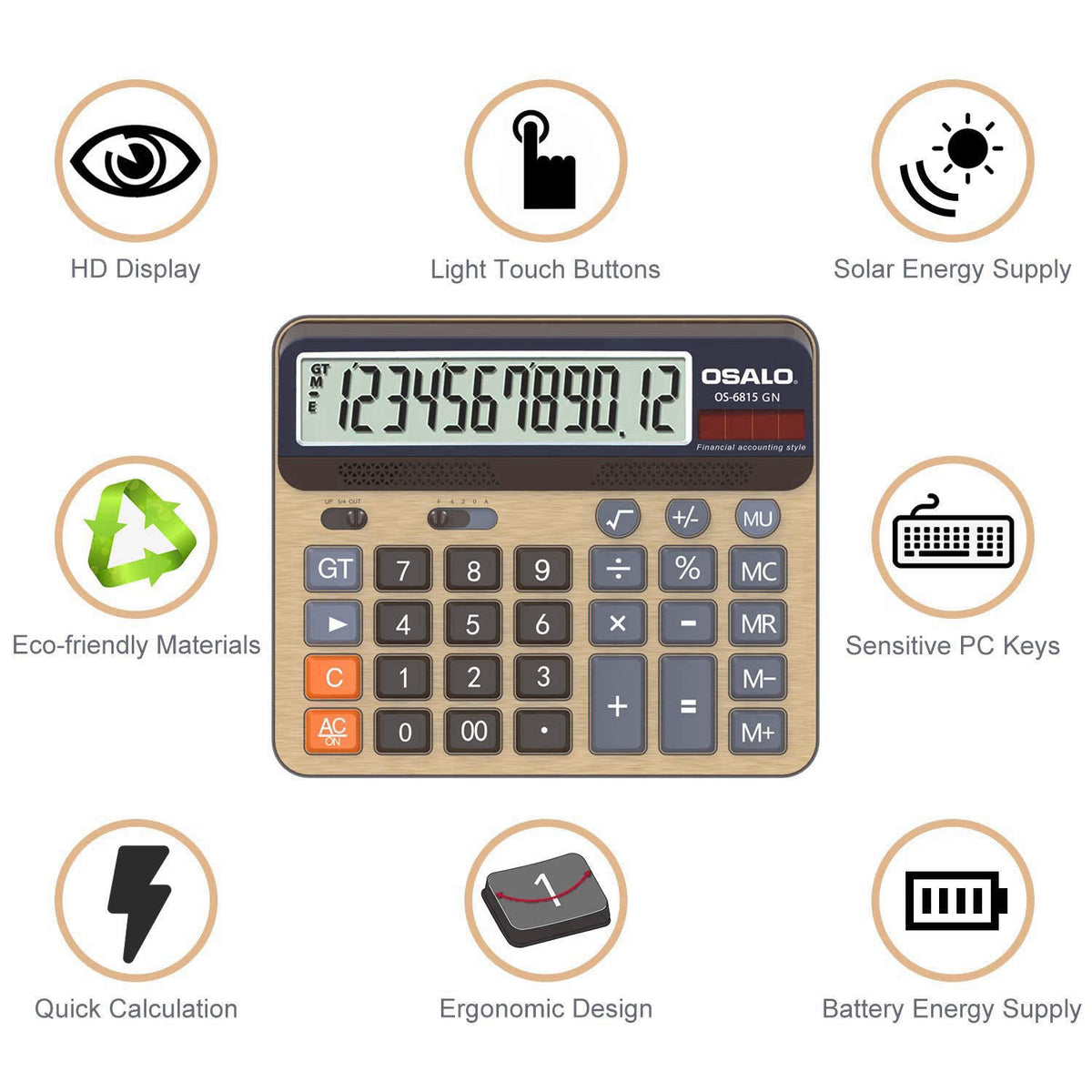 pendancy Desktop Calculator Extra Large 5-Inch LCD Display 12-Digit Big Number Accounting Calculator with Giant Response