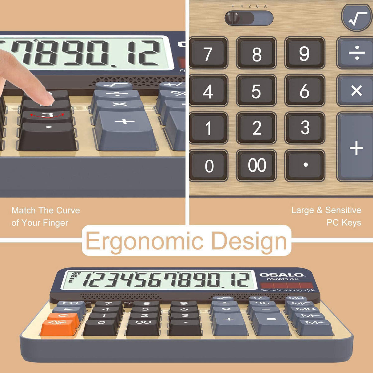 pendancy Desktop Calculator Extra Large 5-Inch LCD Display 12-Digit Big Number Accounting Calculator with Giant Response
