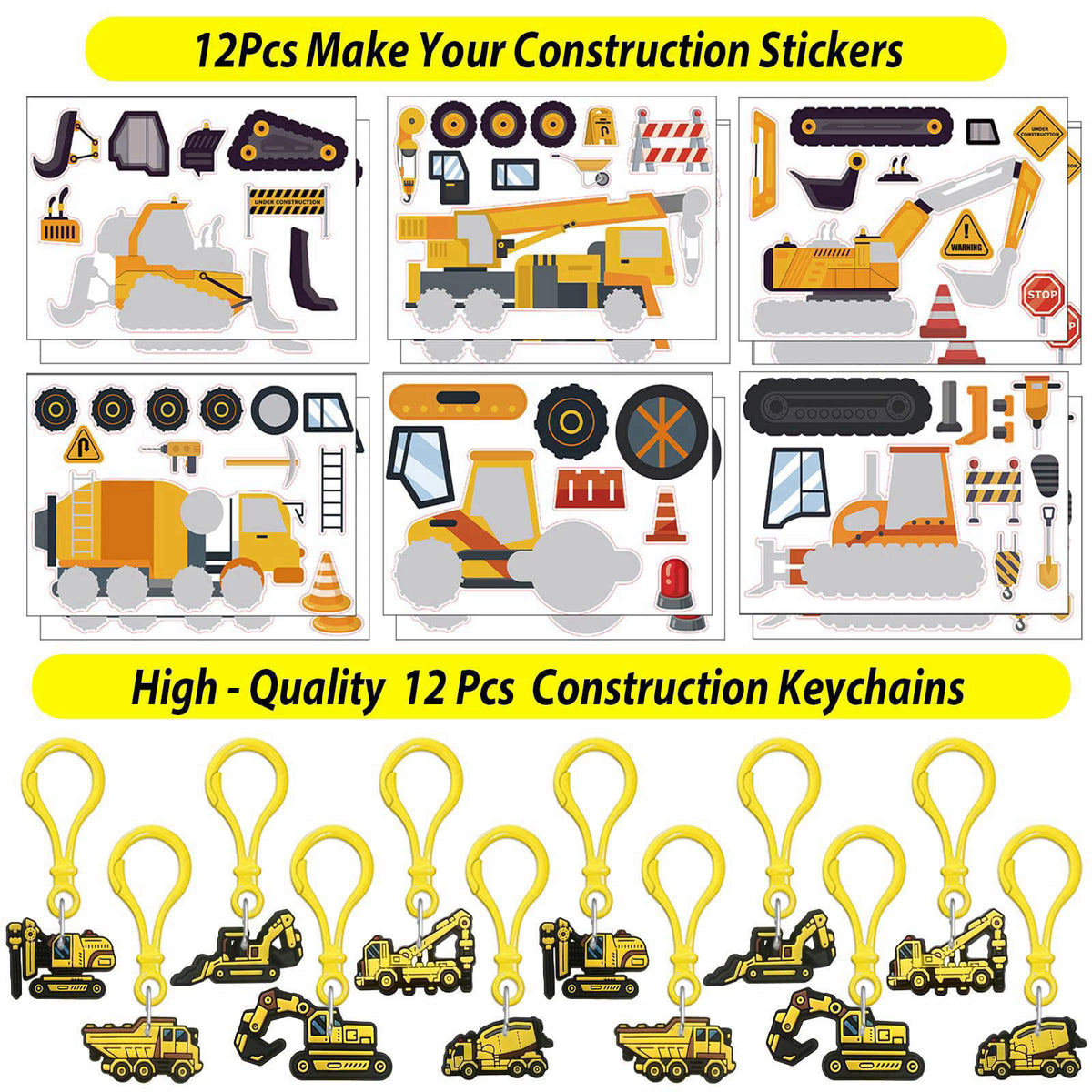 PLOUGVI 232PCS Construction Birthday Party Supplies Decorations Favors, Construction Theme Toys for Goodie Bag Stuffer, 