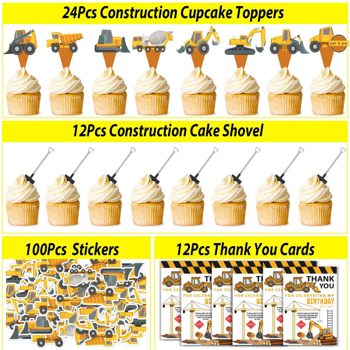 PLOUGVI 232PCS Construction Birthday Party Supplies Decorations Favors, Construction Theme Toys for Goodie Bag Stuffer, 