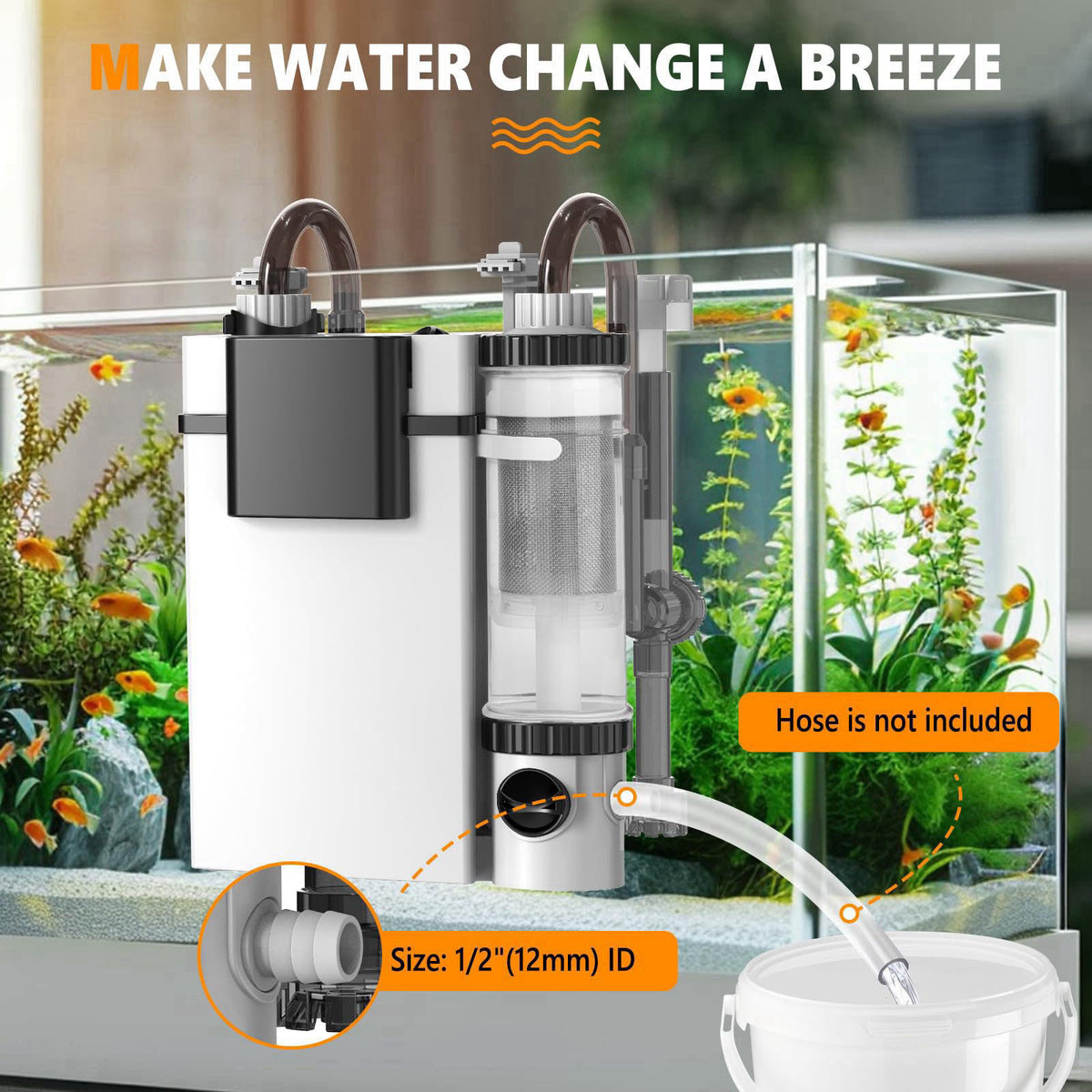 hygger Quiet Hang On Back Aquarium Filter 5-30 Gallon Small Fish Tank Canister Filter with Surface Skimmer Spray Bar 3 F