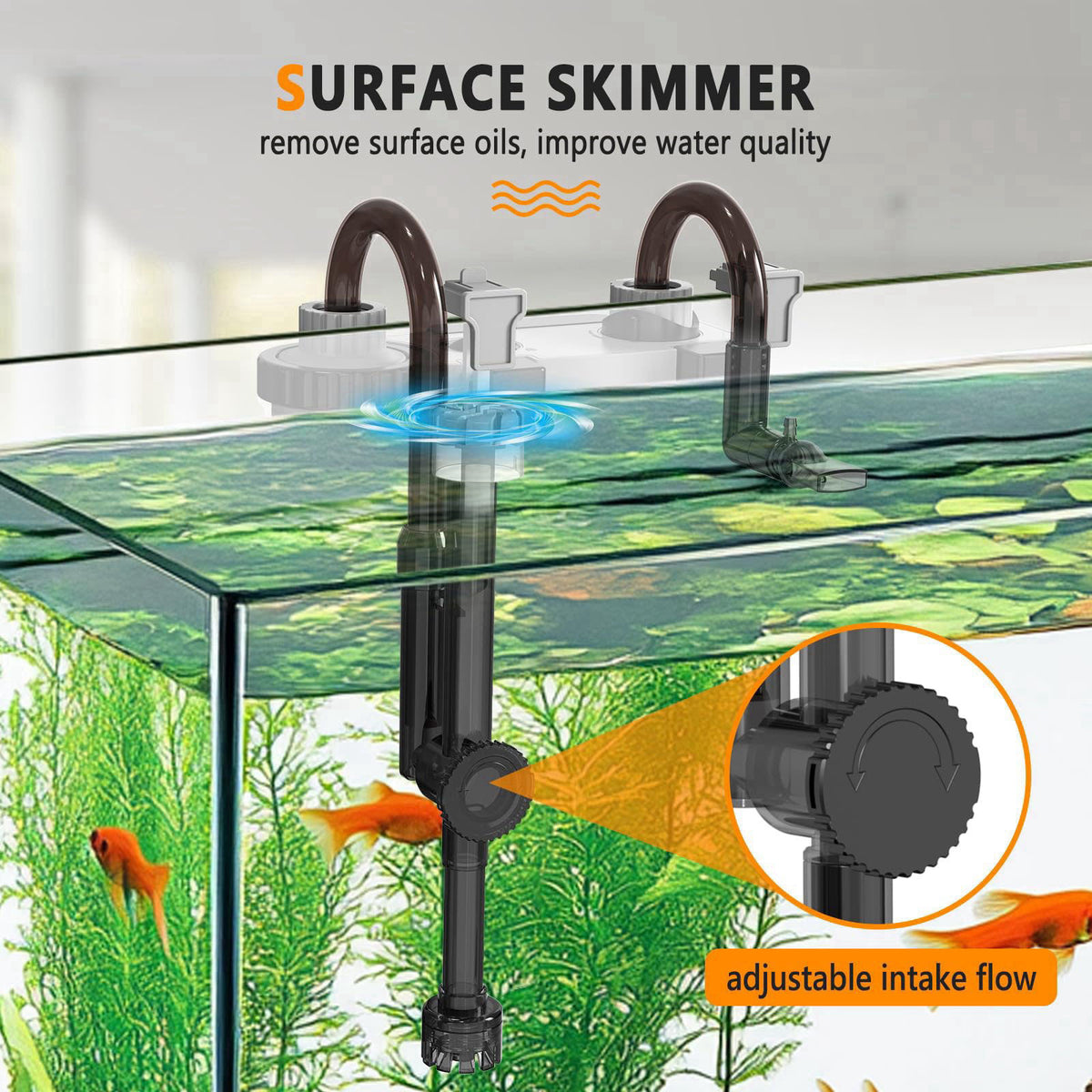 hygger Quiet Hang On Back Aquarium Filter 5-30 Gallon Small Fish Tank Canister Filter with Surface Skimmer Spray Bar 3 F