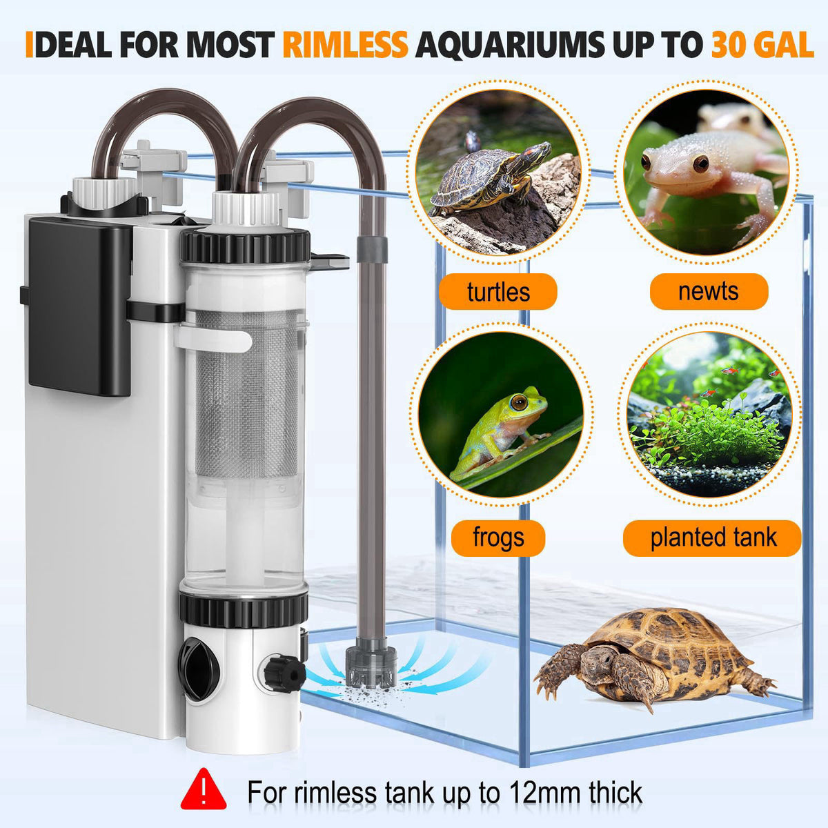 hygger Quiet Hang On Back Aquarium Filter 5-30 Gallon Small Fish Tank Canister Filter with Surface Skimmer Spray Bar 3 F