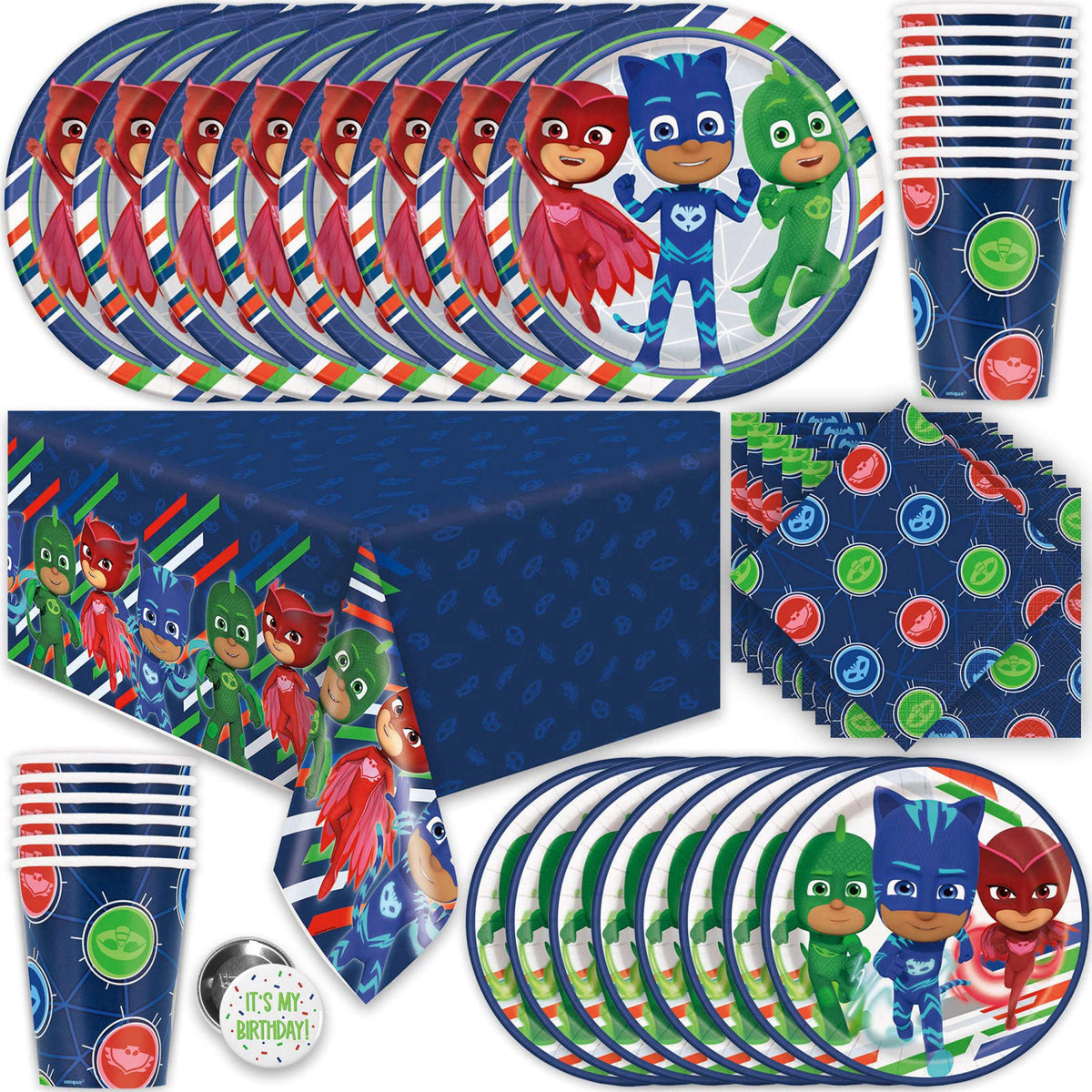 Unique PJ Masks Birthday Party Supplies and Decorations with Table Cloth – product photo (Plates)