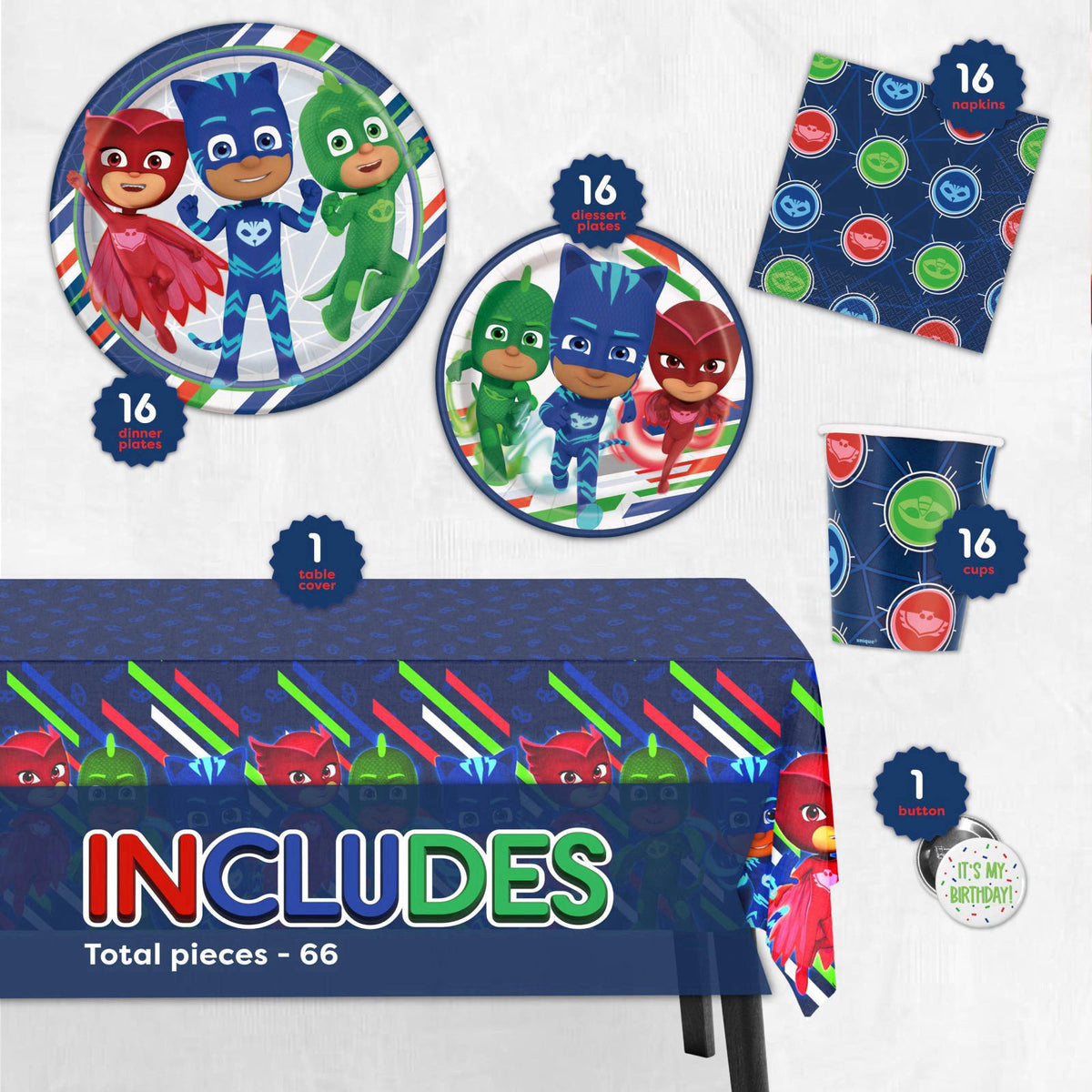Unique PJ Masks Birthday Party Supplies and Decorations with Table Cloth – close-up detail