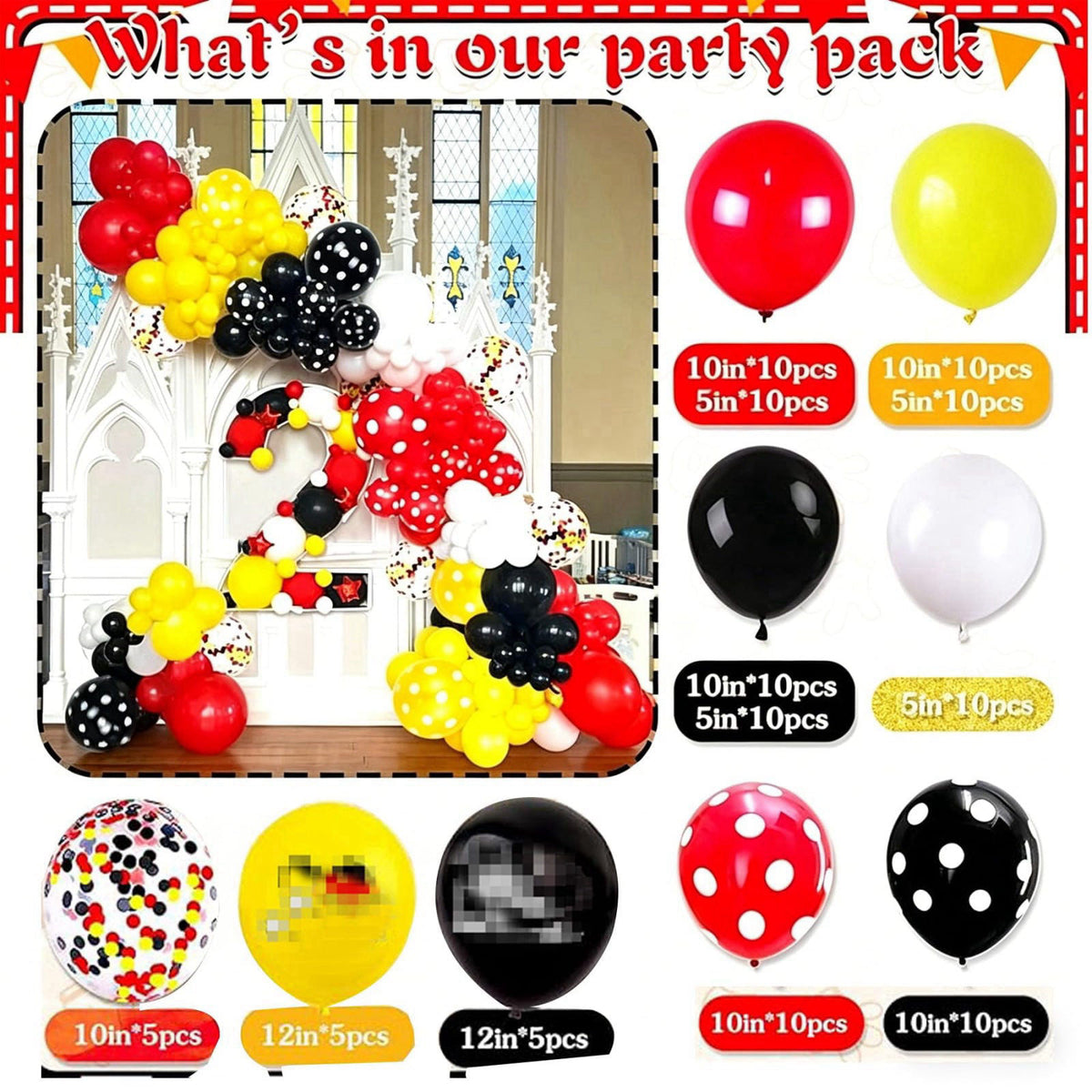 Yusino 132pcs Oh Twodles Birthday Party Supplies Boy, Red Mouse 2nd Birthday Decorations Supplies, Balloons Arch Banner 