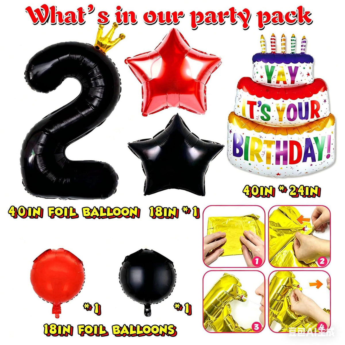 Yusino 132pcs Oh Twodles Birthday Party Supplies Boy, Red Mouse 2nd Birthday Decorations Supplies, Balloons Arch Banner 